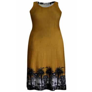 Imagem de Vestido Longo Pau a Pique Estampado Mostarda