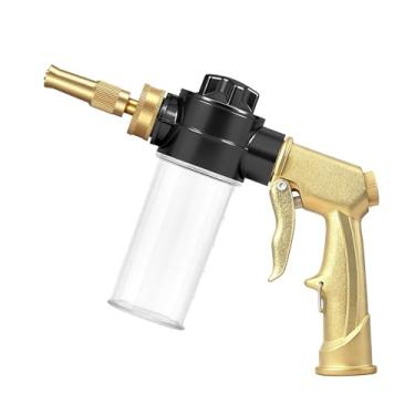 Imagem de Bocal de mangueira de jardim de alta pressão com dispensador de sabão, pulverizador de espuma ajustável com alça de metal, bocal de água para lavagem de carro, limpeza de painel solar, jardinagem