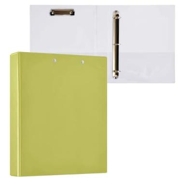 Imagem de Pasta de mostarda para fichário de anéis redondos, organizador de fichário de 2,5 cm para tamanho carta (21,6 cm x 28 cm), pacote com 2