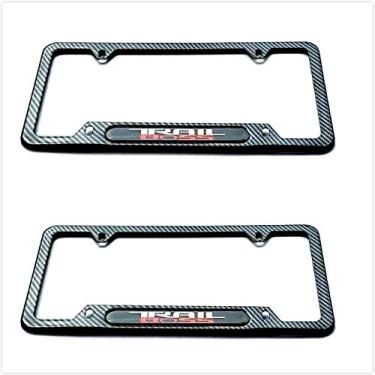 Imagem de 2 peças de fibra de carbono Trail Boss placa de licença suporte para Chevy Silverado Colorado-aço inoxidável