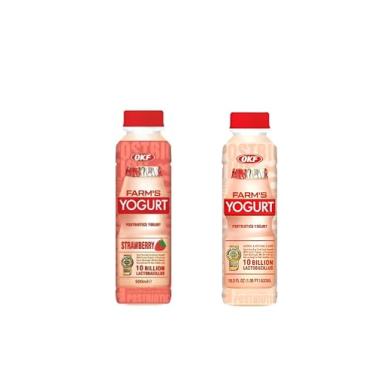Imagem de Bebida Coreana Farm's Yogurt 500ml | Sabor Tradicional e Morango | Cremoso e Refrescante | Importado da Coreia (Kit com 2)