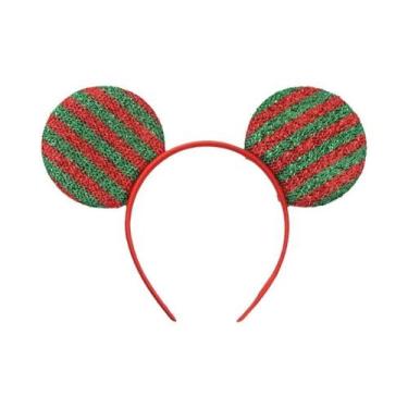 Imagem de Tiara De Natal Da Disney Para Meninas Com Orelhas De Rato, Laço De Lan