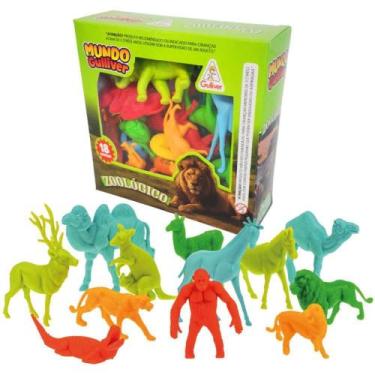 Imagem de Miniatura Colecionável Zoológico com 18 Figuras e Cercas - Gulliver