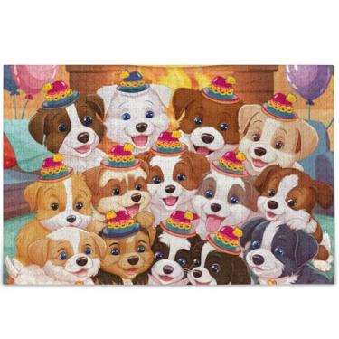Imagem de Quebra-cabeças personalizados de cachorros fofos para adultos 500 peças presentes de elefantes brancos para a família, quebra-cabeças grandes e legais, impressão de arte animal, 52 cm x 37,8 cm