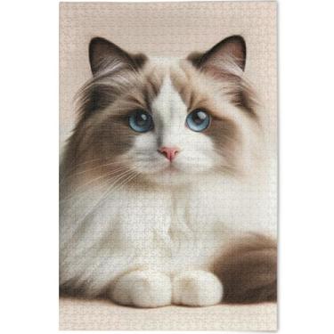 Imagem de Ragdoll Quebra-cabeças de gato 500 peças para adultos jogo tecnológico presentes personalizados exclusivos divertidos brinquedos adultos paisagem arte, 52 cm x 37,8 cm