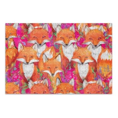 Imagem de Quebra-cabeça para adultos presentes de 1000 peças para amantes de quebra-cabeça presentes masculinos presentes exclusivos jogo de brinquedo arte aquarela vermelho laranja raposa, 75 x 40 centímetros