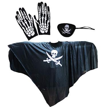 Imagem de Petitebella Fantasia infantil de pirata preta, Set B, One Size