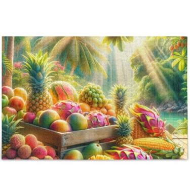 Imagem de Quebra-cabeça personalizado de verão frutas tropicais 500 peças adultos paisagem arte animal família diversão quebra-cabeças amigos família jogos presentes, 52 cm x 37,8 cm