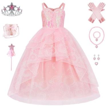 Imagem de Fantasia de bruxa para meninas Encfoeo, vestido de tule rosa com conju