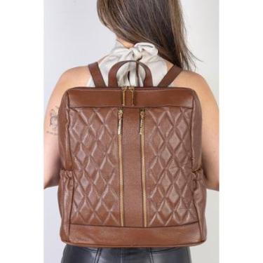 Imagem de Mochila de couro liso matelassê Romana-Feminino