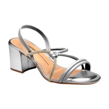 Imagem de Sandália Festa Salto Bloco Médio Feminina Dakota Prata 40-Feminino