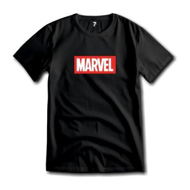 Imagem de Camiseta Logo Marvel Malha 100% Algodão Premium, GG, Preto