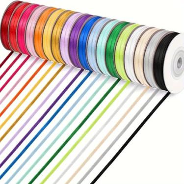 Imagem de 1 rolo, 3 mm/0,11 polegadas DIY fita de cetim acabamento em tecido acessório de roupas artesanais artesanais decoração de casamento casamento embrulho de presente fitas coloridas para amarrar cabelo