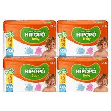 Imagem de KIT 4 PCT Fraldas infantil Hipopo Hiper Tamanho XXG 216 Unidades