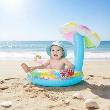 Imagem de Boia Infantil Inflável com Sombra – Modelo Cogumelo, Proteção Solar e Assento Ergonômico