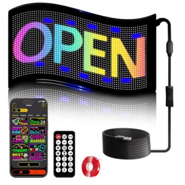 Imagem de Luz de olhos do diabo para carros - LED animado com olhos de para-brisa, 33 x 19 cm howdot placa de LED programável de fileira dupla para carro, painel de matriz de rolagem, controle remoto de