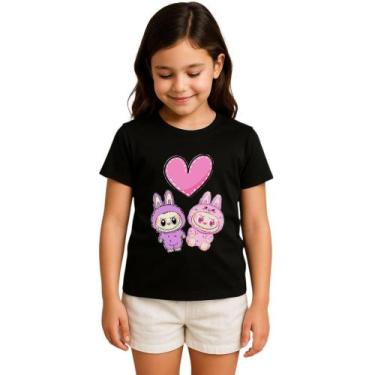 Imagem de Roupa Infantil Camiseta Labubu T-Shirt Para Meninas Estampa Urso Chave