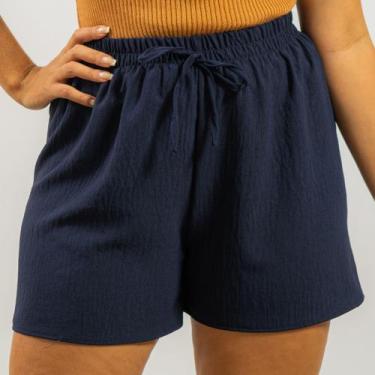 Imagem de Short Duna Feminino Soltinho Cós Alto Com Elástico Casual - 40 Graus M