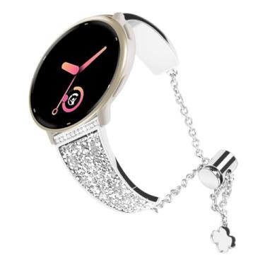 Imagem de YOFUNTLE Pulseira de metal brilhante compatível com Garmin Vivoactive 6/Vivoactive 5/3/3, pulseira de metal de liberação rápida de 20 mm para Venu Sq 2/Venu 2 Plus/Approach S50/Forerunner 158/165/245