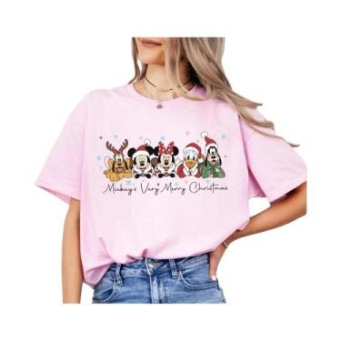 Imagem de Camiseta Unissex Oversized Disney Mickey Mouse Verão 2025 Natal Famíli