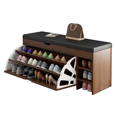 Imagem de Suporte de sapato de banco de armazenamento de sapatos, suporte de banco de sapatos de entrada, banco de armazenamento de decoração de casa, banco de sapateira para quarto, troca de sapatos, 80 x 30 x
