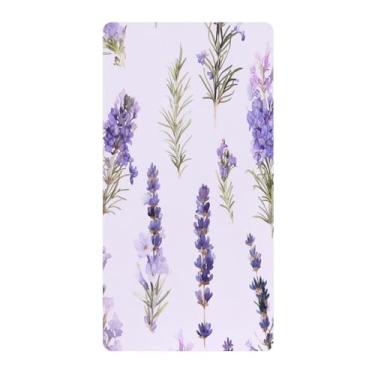 Imagem de Blueangle Lençol de berço padrão para berço infantil - Lençóis de algodão macio e respirável com flores de lavanda (213)
