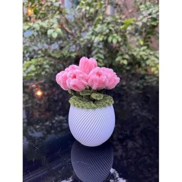 Imagem de Arranjo Decorativo de Girassol de Pelúcia para Mesa | Flor Artificial Artesanal Perfumada | Decoração para Casa e Escritório(Arranjo Mini Tulipa Rosa)