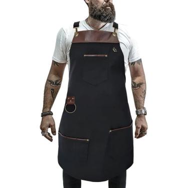 Imagem de Avental Cozinheiro Churrasqueiro Restaurante Barista Couro C
