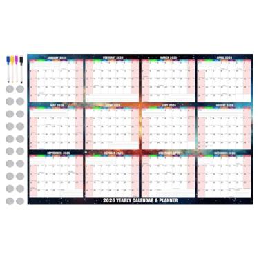 Imagem de Calendário apagável a seco para parede | Calendário grande apagável a seco para parede - branco organizador apagável para escola, geladeira, cozinha, geladeira, faculdade, família