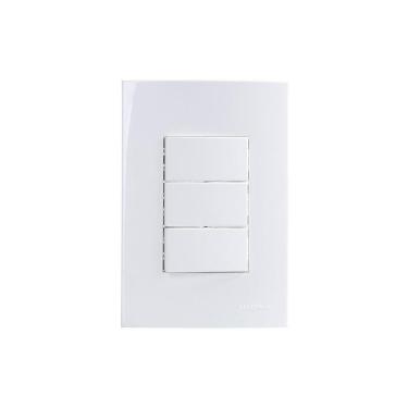 Imagem de Interruptor Simples Duplo E Interruptor Paralelo Margirius Sleek 10a Com Placa 4x2 Branco