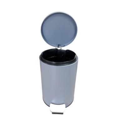 Imagem de Lixeira Redonda com Pedal Multiuso Aço 5 litros - Cinza Matte - POWERM