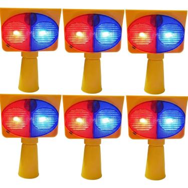 Imagem de Sinalizador Viario Solar Kit 6 Duas Cores Estrada Alerta Transito Atençao Iluminaçao Acidente