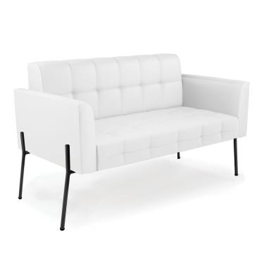 Imagem de Sofá Namoradeira 2 Lugares Base Pé de Ferro Preto Elisa Corino Branco D03 - D'Rossi