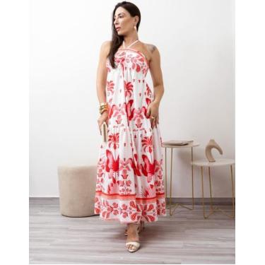 Imagem de Vestido Feminino Longo Estampado De Amarrar Soltinho Elegante - SWISS 