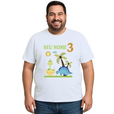 Imagem de Camiseta Dinossauros Aniversário Estampa Personalizada - Use P4, Branc