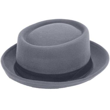 Imagem de Chapéu Pork Pie Clássico Cinza Unissex  Chapelaria Vintage