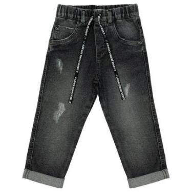Imagem de Calça Infantil Look Jeans Reta Moletom Jeans Black - UNICA - 01-Masculino