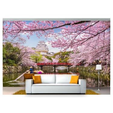 Imagem de Papel De Parede Lago Rio Ponte Canoa Flor 3D Nlk146 3M²