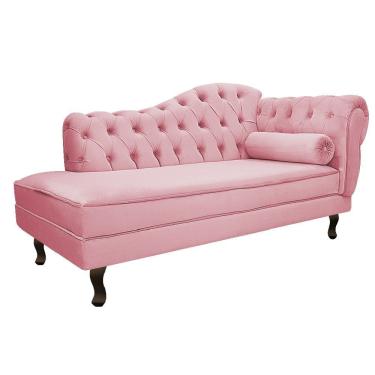 Imagem de Recamier Diana 185cm Lado Esquerdo Suede Rosa Bebê