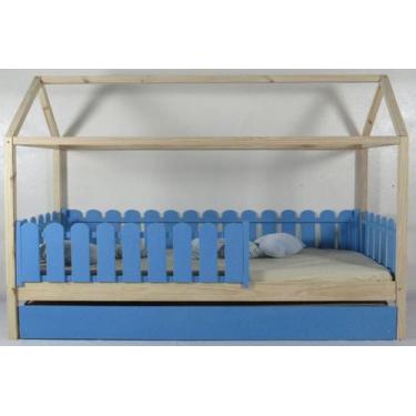 Imagem de Bicama Montessoriana Solteiro Casinha Colorida Madeira Maciça Pinus - 