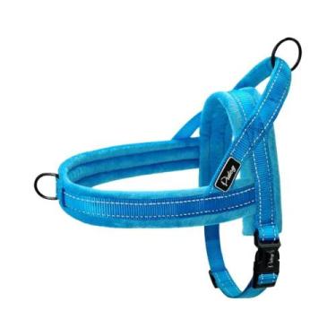 Imagem de Coleira Peitoral Grande Refletiva Acolchoada Anti-Puxão Para Cães Pequ