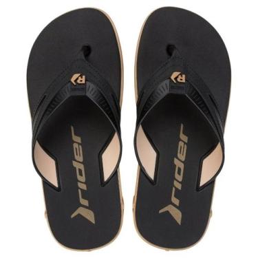 Imagem de Chinelo de Dedo Masculino Conforto Tratorado Rider Rw Plus, Bege, Pret