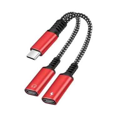 Imagem de Adaptador De Áudio Tipo C Dual USB C De 30W Com Conector De Carregamen