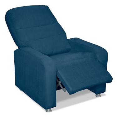 Imagem de Poltrona Decorativa Do Papai Reclinável Confortável Suede - Lm Decor Azul Marinho