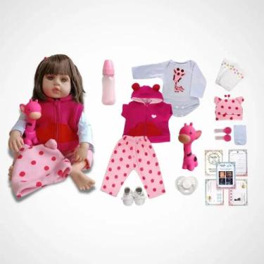 Imagem de Bebê Reborn Silicone Cegonha Menina Girafinha com Acessórios - Congrat