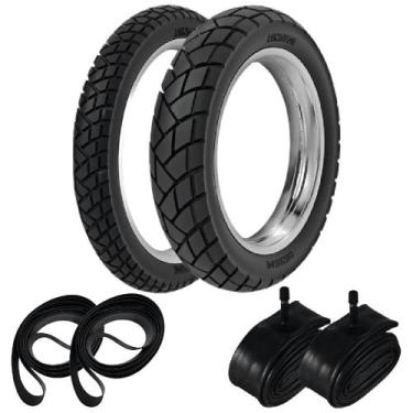 Imagem de Par Pneu Cg Ybr Fan Titan 90/90-18 + 275-18 R34 Rinaldi + Camaras + Ci