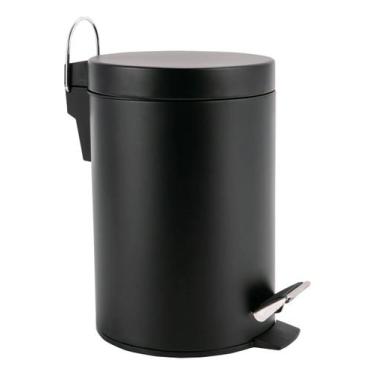 Imagem de Lixeira Banheiro Preta 3l 26x17cm Aco - Brazil Home Living