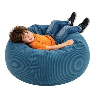 Imagem de LPMOERA Puff Cadeiras para crianças/adolescentes com enchimento de espuma viscoelástica, sofá com tecido de veludo cotelê macio, cadeira para sala de estar, quarto, faculdade, dormitório, cadeira de