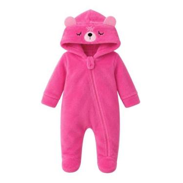 Imagem de Macacão Bebê Infantil Fofo Pelúcia Ursinho Inverno Quentinho - Tip Top