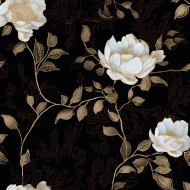 Imagem de Papel de parede Laatse Preto Dourado Floral Autoadesivo 44,5cmx300cm